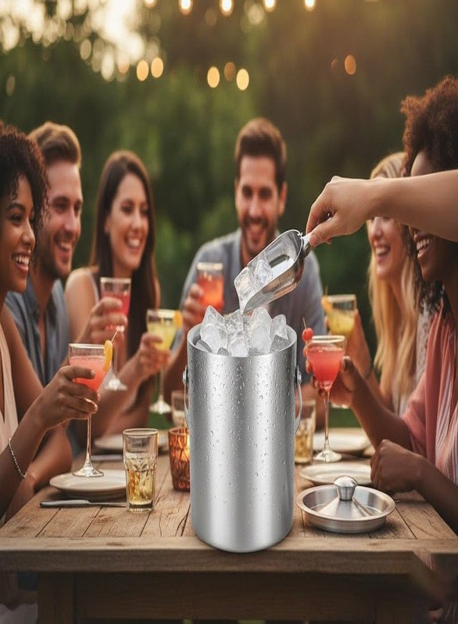 FINALITY Double Wall Stainless Steel Plain Ice Bucket with Ice Scoop. Ice Picker, 1.75 litres, Ice Cold for 6 h with Handle, bar Tools for Home bar Accessories, Mini bar - Image 2